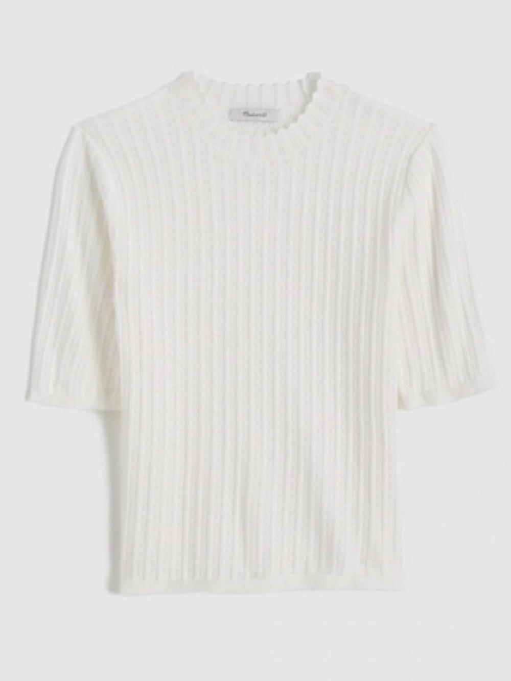 Madewell Pointelle-Stitch Mockneck Sweater Tee Sz. M - Picture 2 of 9